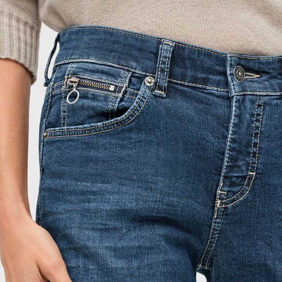 MAC JEANS (4) Slim Jeans Zip Detail Destoyed Glam Straight Leg Medium Wash - Picture 4 of 16